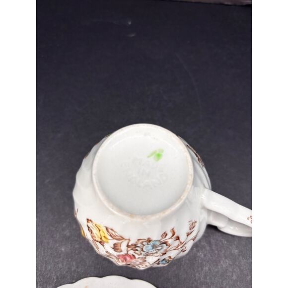 Vtg Staffordshire Bouquet Teacup, Johnson Brothers England Cup Saucer - Picture 9 of 16